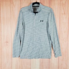Under Armour Shirt Mens Medium Heather Gray Mock Neck 1/4 Zip Moisture Wicking