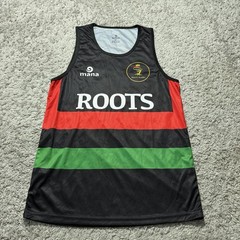 Mana Roots Rugby Africa Tank Top Jersey Medium Black Red Green Striped