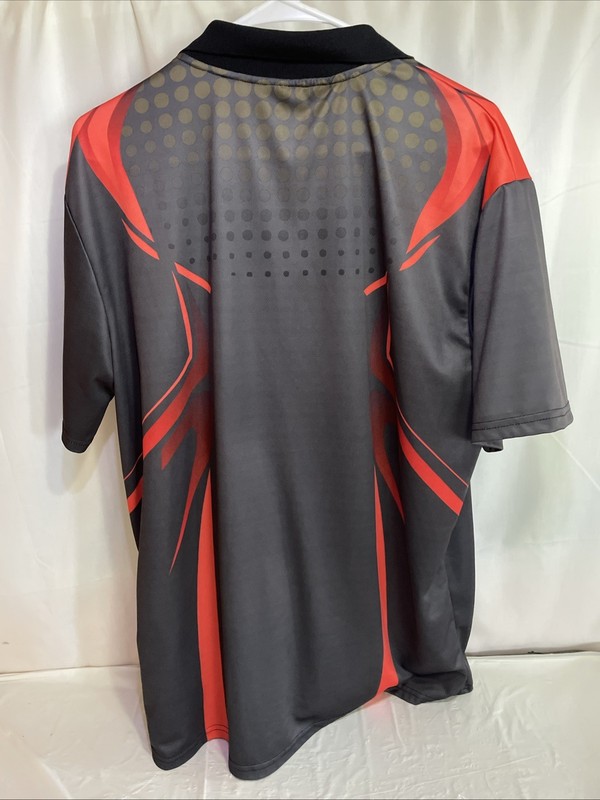 Athletic Men’s Shirt Short Sleeve Geometric Black Gray Orange Size XL gallery