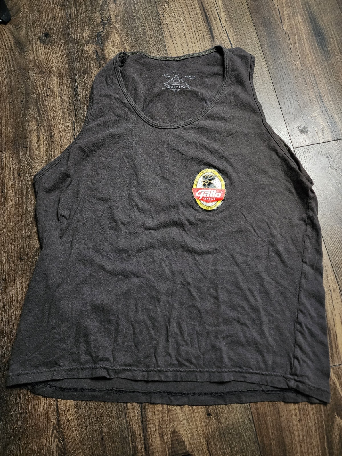 Mens L Gallo Cerveza Guatemala Beer Sleeveless Tank Top T Shirt Double Sided gallery