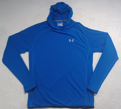 Under Armour Shirt Men’s Large Run HeatGear Hooded Mesh Long Sleeve Blue