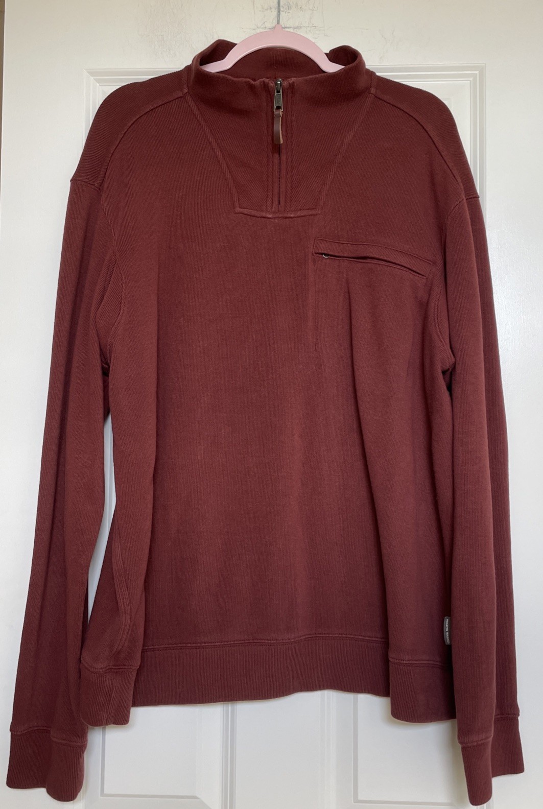 Duluth Trading Co Knit Top Mens XL 1/4 Zip Long Sleeve Burgundy 100% Cotton gallery