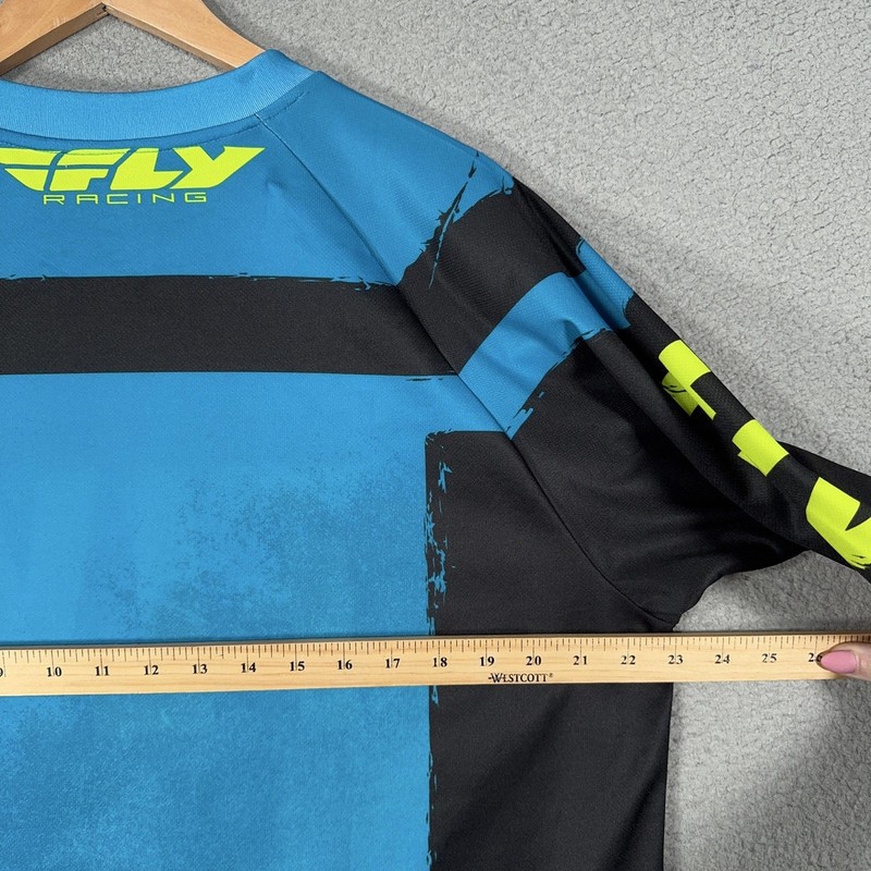 Fly Racing Jersey Mens Large Blue F-16 Motorcycle Long Sleeve V-Neck Performance gallery