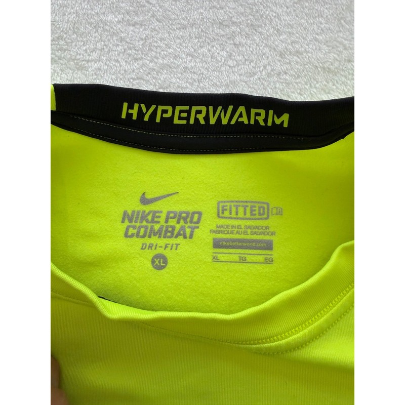 Nike Pro Combat Hyperwarm Mens XL Volt Neon Yellow Long Sleeve DriFIT Top 547809 gallery