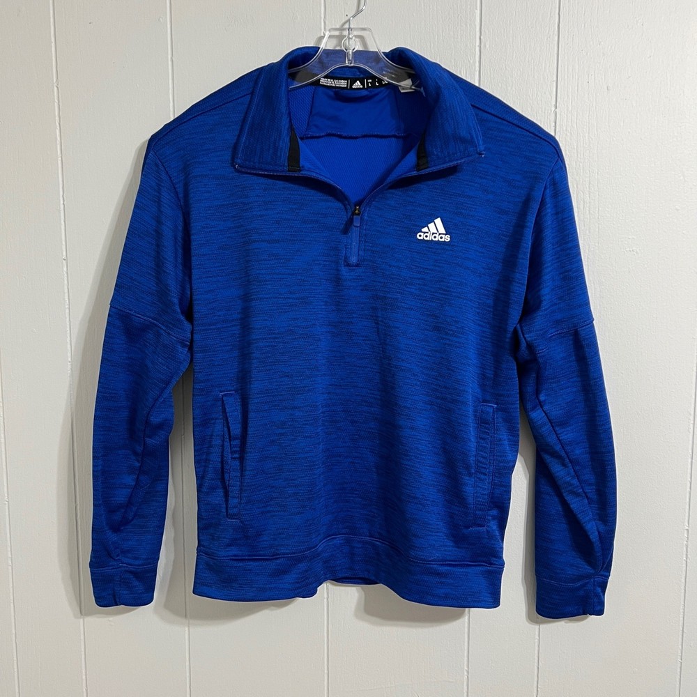 Adidas Climalite Blue 1/4 Zip Pullover Long Sleeve Athletic Shirt Men's L