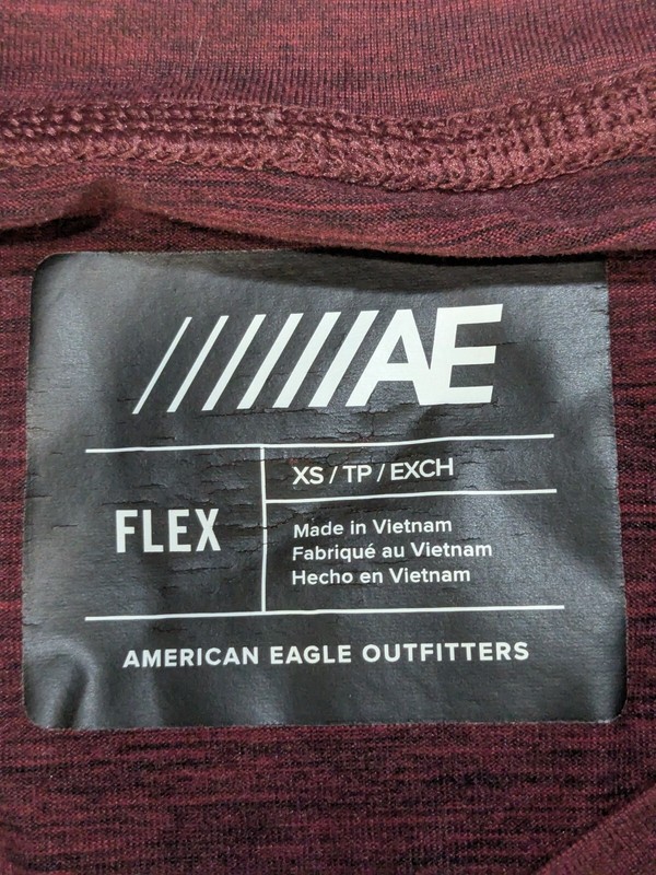 American Eagle Outfitters Flex Performance Long Sleeve Shirt XS Red Gray Running gallery