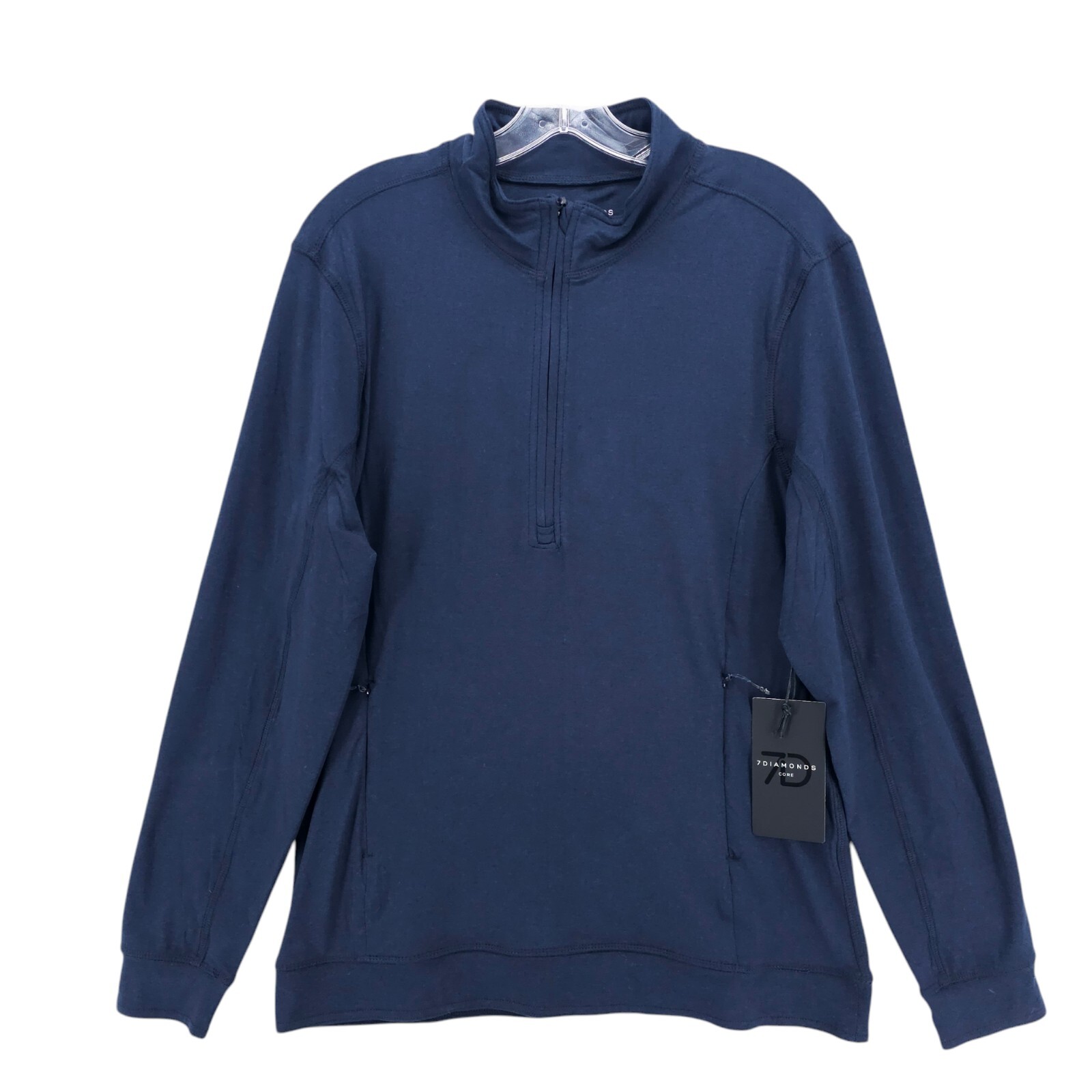 NWT 7 DIAMONDS Core Performance 1/4 Zip Navy Blue Stretch Long Sleeve Mens SMALL gallery