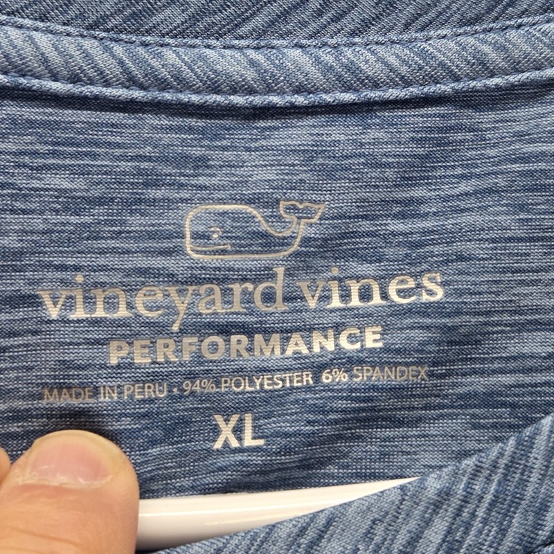 Vineyard Vines Shirt Mens XL Blue Performance Long Sleeve Tagless Whale Graphic gallery
