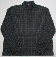 JOHNNIE-O SOFT POLY SPANDEX BLEND 1/4 ZIP GOLF PULLOVER BLACK PURPLE PLAID MD