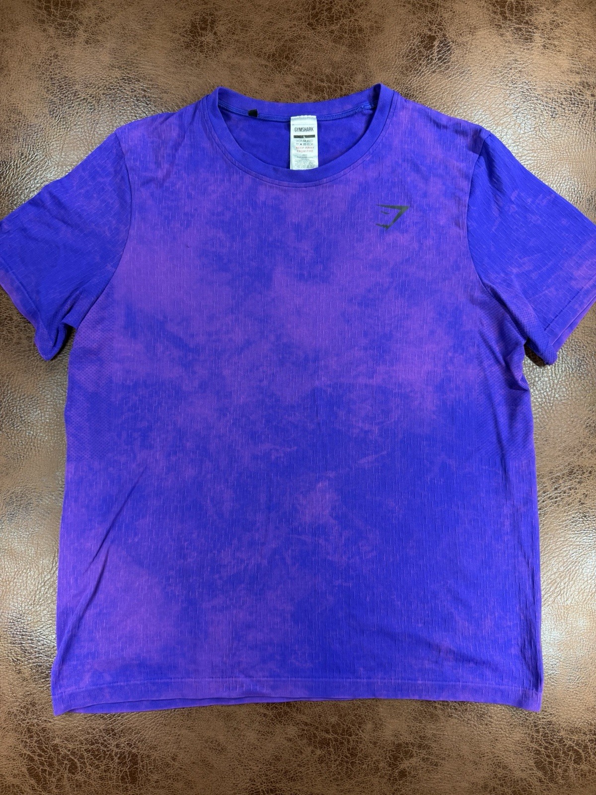 Gymshark Washed Seamless T Shirt Mens L Purple Acid Tie Dye Performance Gym Slim gallery