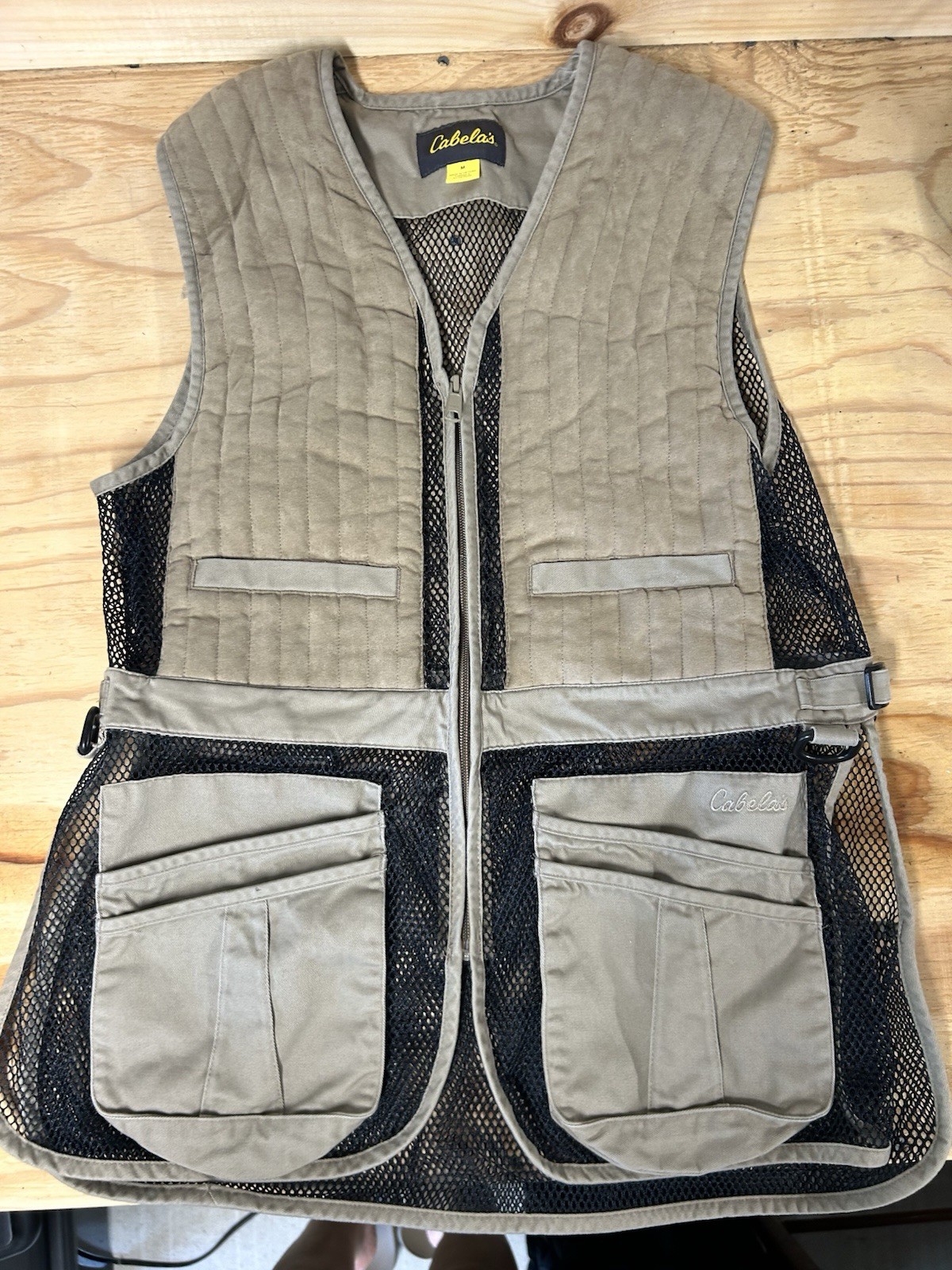 Cabela's Vest Unisex Sz M Trap Shooting/Hunting Utility Tan Black Mesh gallery