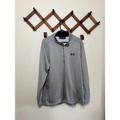Under Armour ColdGear Mens XL Quarter Zip Pullover Grey Loose Fit Mock Neck Logo