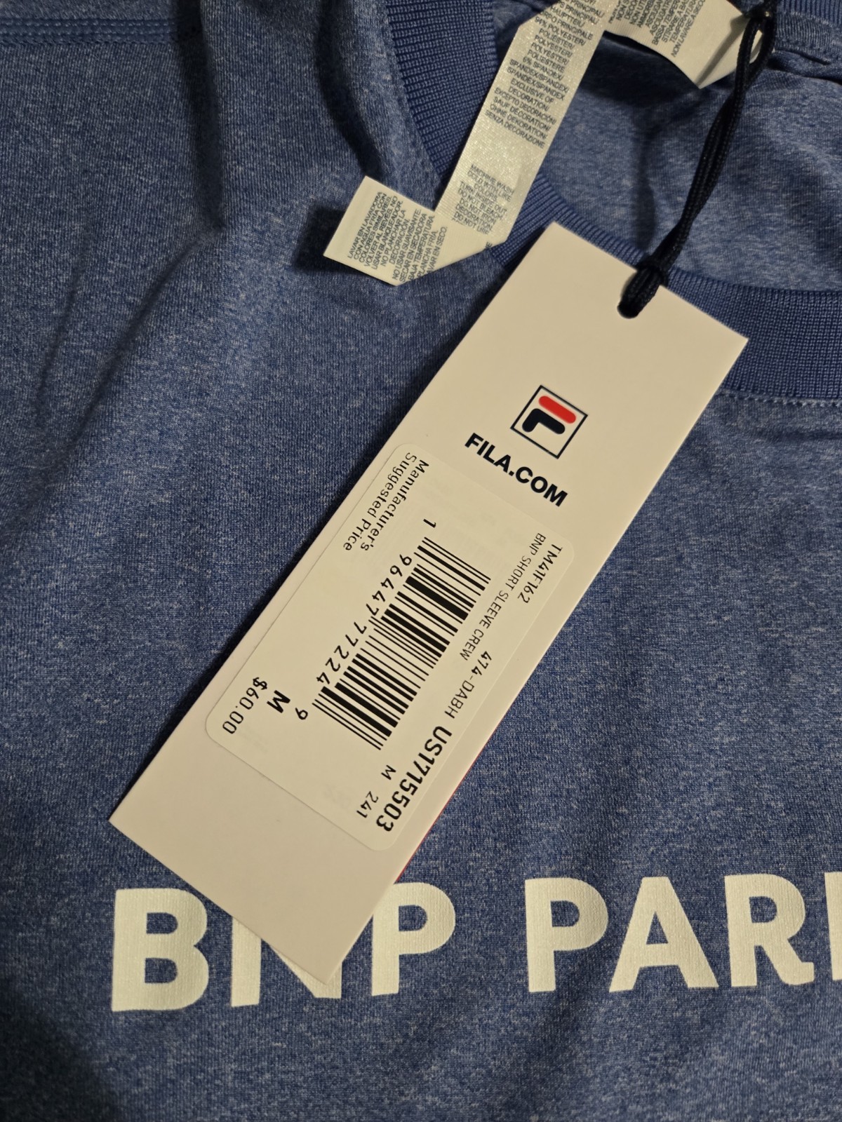 Fila BNP Paribas Open tennis tournament crew neck t-shirt Men Size Medium gallery