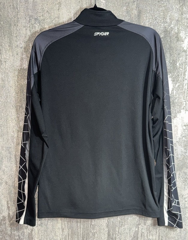 Spyder Mens Medium 1/4 Zip Performance Pullover Black Gray Spiderweb Top gallery