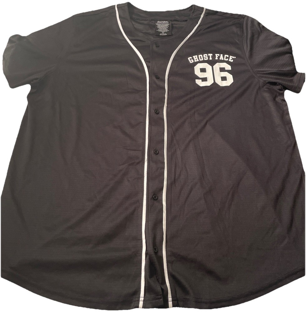Ghost Face Button Down Baseball Jersey Black Double-Sided Men’s Size XL