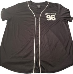 Ghost Face Button Down Baseball Jersey Black Double-Sided Men’s Size XL