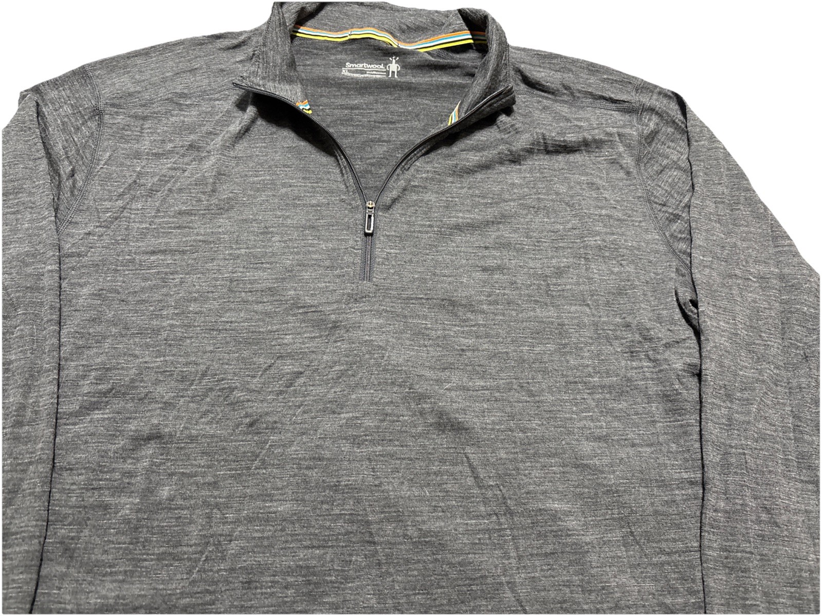 SmartWool Pullover Mens XL Merino Wool Dark Gray Quarter 1/4 Zip Base Layer gallery