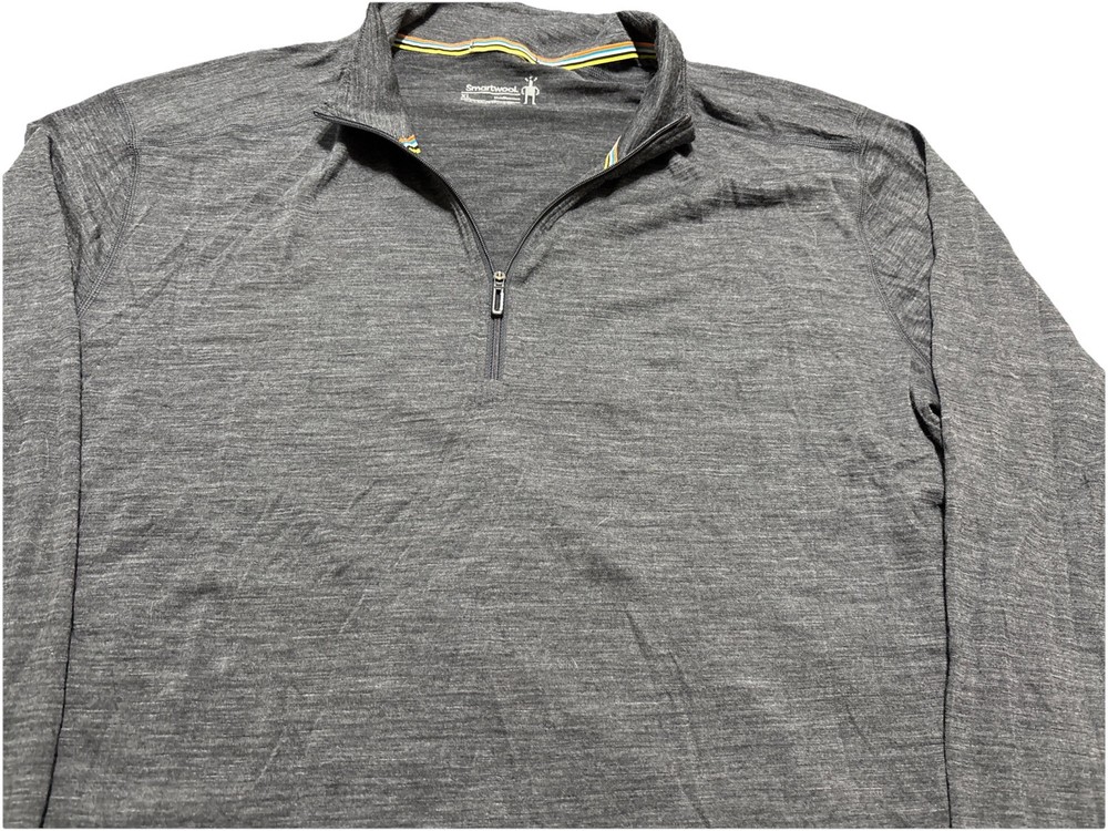 SmartWool Pullover Mens XL Merino Wool Dark Gray Quarter 1/4 Zip Base Layer