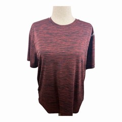 Reebok Men’s XL Performance Athletic T Shirt Red Black Space Dye Crew Neck Gym