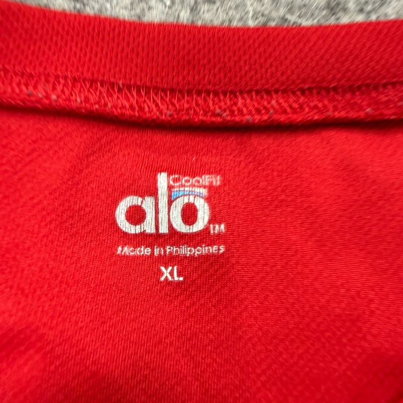 ALO Yoga Shirt Men XL Red Gray Long Sleeve Colorblock Crew Neck CoolFit gallery