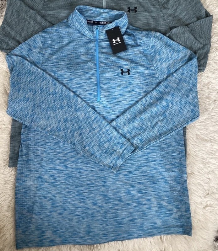 Under Armour Men's UA Seamless 1/2 Zip Long Sleeve Shirt 2XL 1359875 Gray Blue gallery