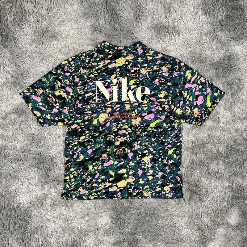 Nike Dri-Fit Trek Division button Down Shirt Mens L blue Multicolor Mesh gallery