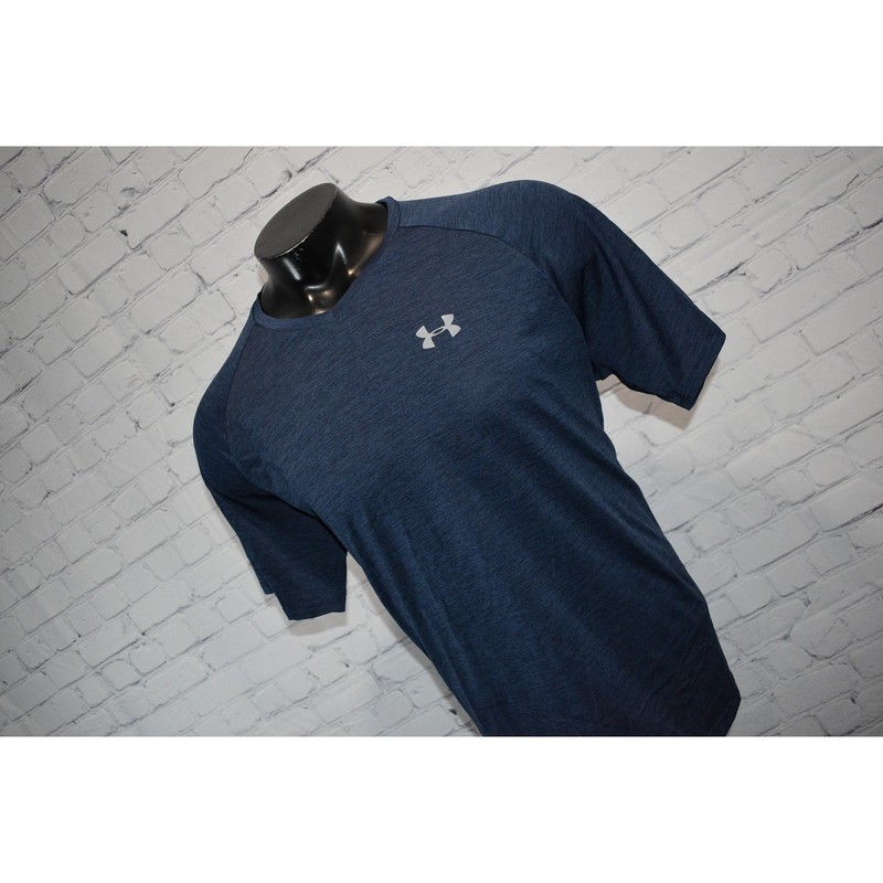 Under Armour Shirt Tech Tee Mens Size XL Gym HeatGear Performance Blue V-Neck gallery