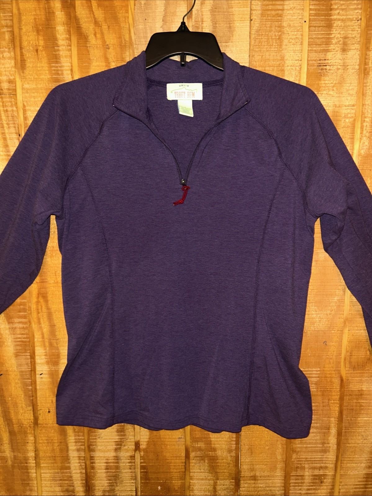 Orvis Trout Bum Purple Pullover Mens Large 1/4 Zip Baselayer Shirt Light gallery