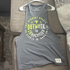 Under Armour Project Rock Men’s L Loose Crew Neck Sleeveless Graphic Tank Gray