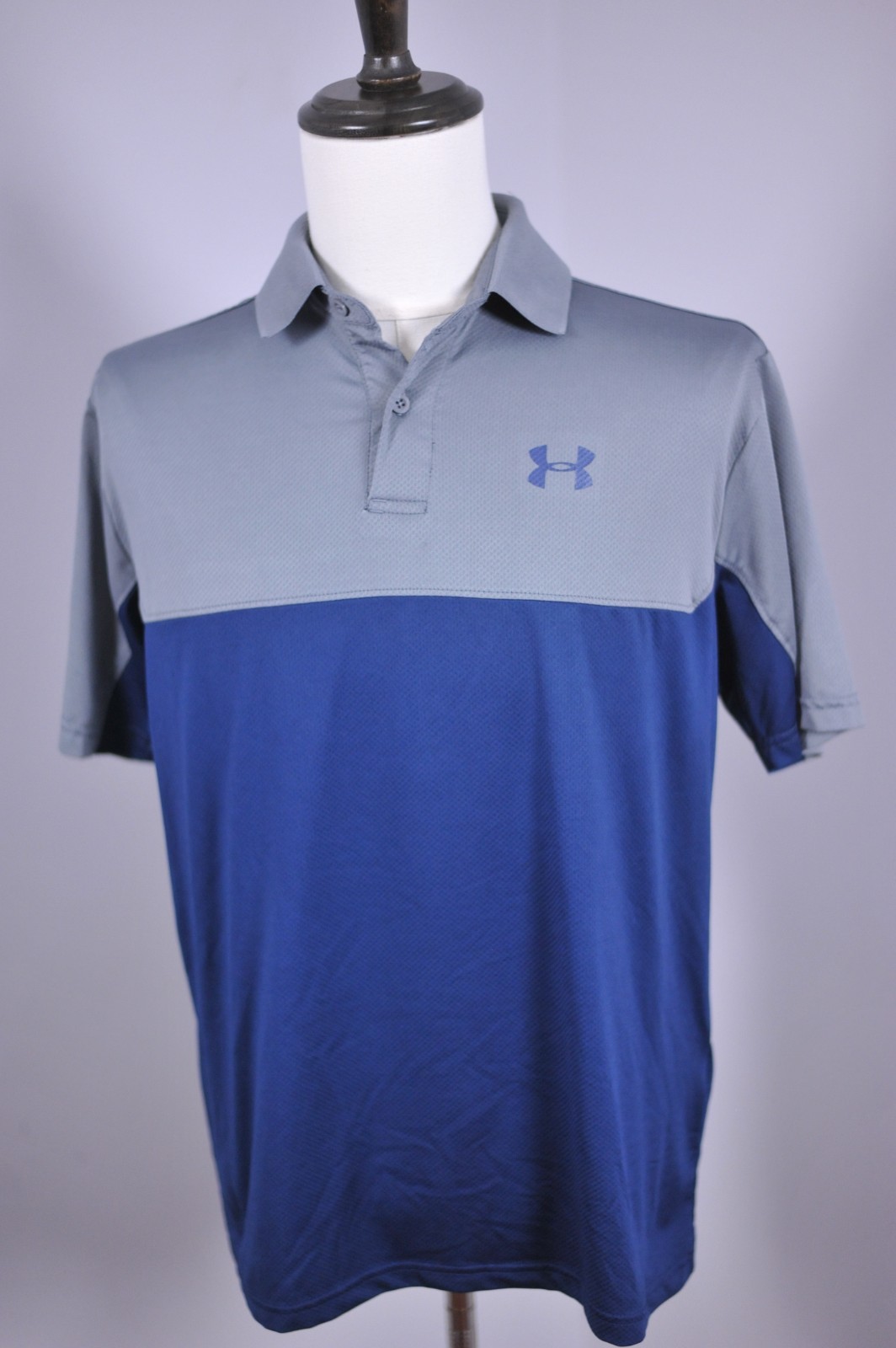 Under Armour Performance Golf Polo Shirt Gray Navy Men's Medium M gallery