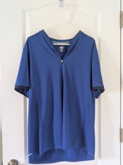 Mens Athletic Works Blue Short Sleeve zip Shirt Driworks Quick Dry XL