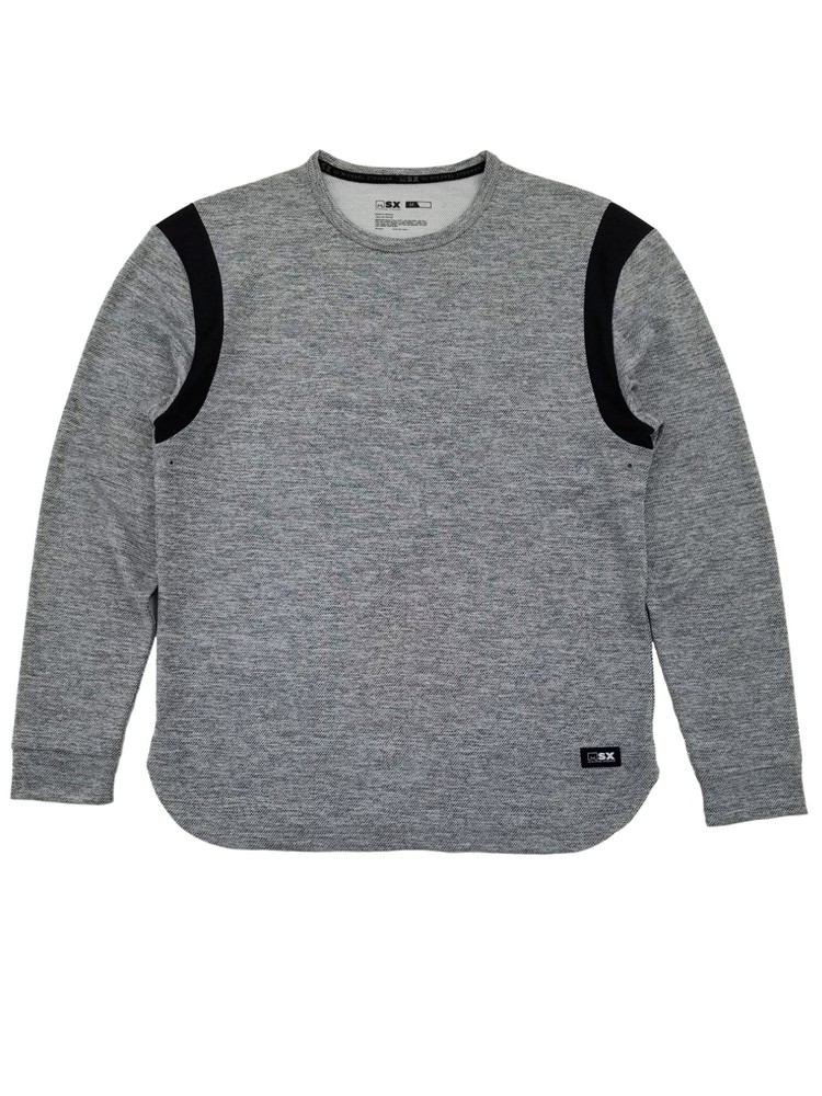 MSX By Michael Strahan Mens Gray & Black Premium Terry Long Sleeve Shirt