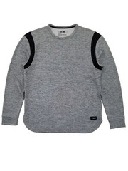 MSX By Michael Strahan Mens Gray & Black Premium Terry Long Sleeve Shirt