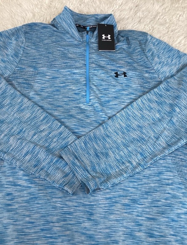 Under Armour Men's UA Seamless 1/2 Zip Long Sleeve Shirt 2XL 1359875 Gray Blue gallery