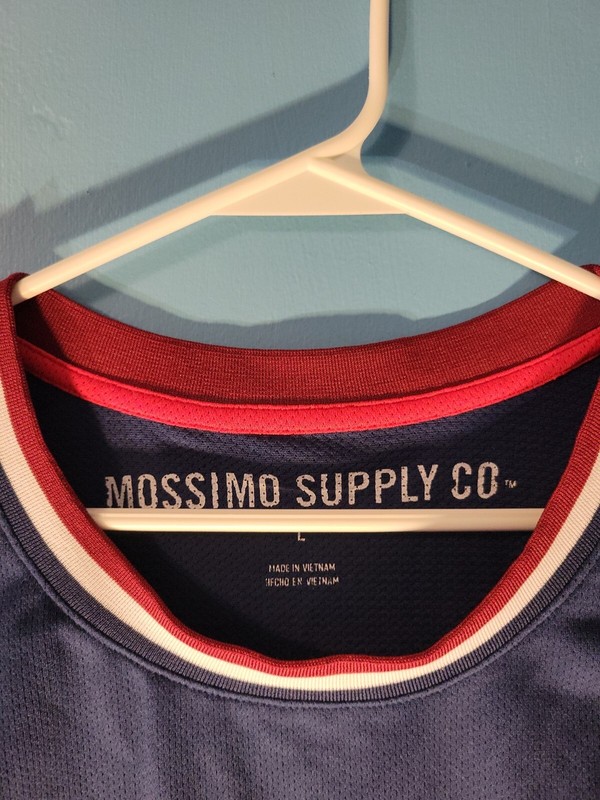 Mossimo Supply Mens Red White & Blue AMERICA Basketball Jersey Size L gallery