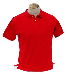 Chaps Men’s L Red Short Sleeve Polo Shirt Custom Fit Cotton