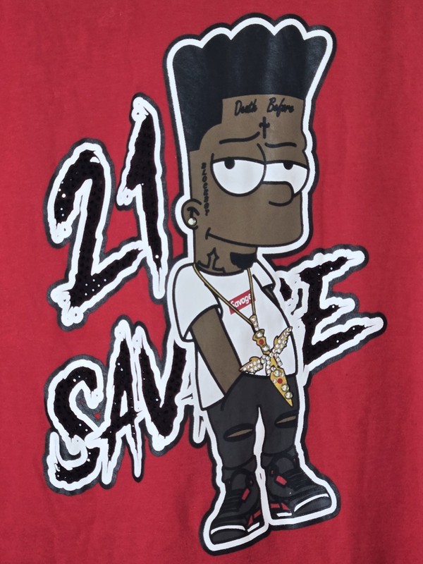 21 Savage x Black Bart Simpson Baseball Jersey Men's Size Medium Red RISE AS 1NE gallery