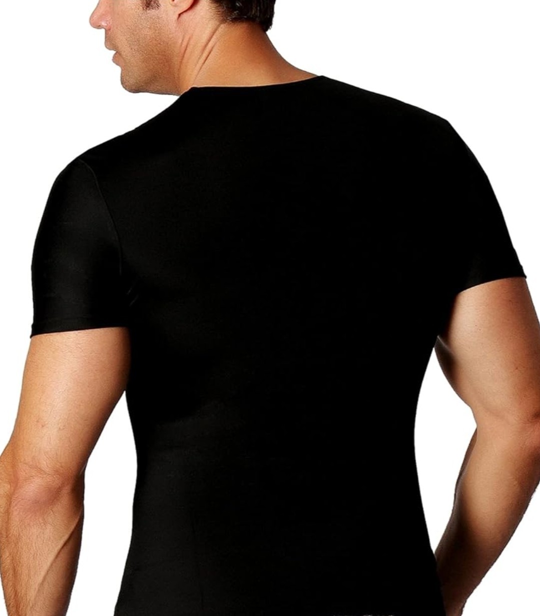 Insta Slim Mens Back Support Compression Body Shaper V-Neck Shirt - Sz 3XL Black gallery