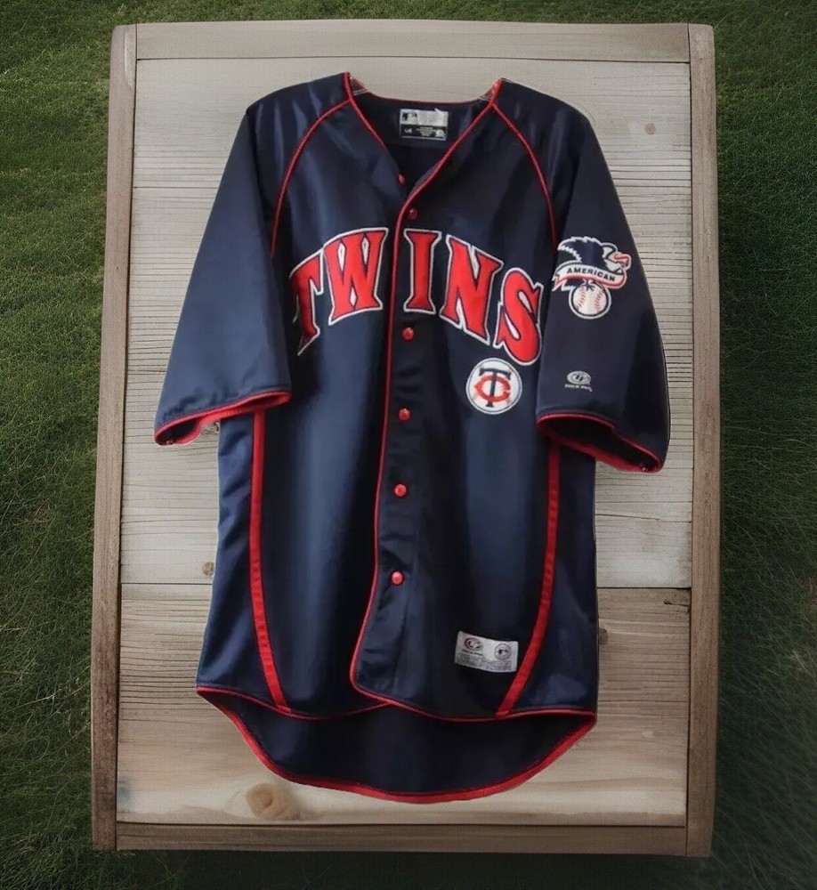 Men's True Fan MLB Minnesota Twins American League Navy Baseball Jersey Size L