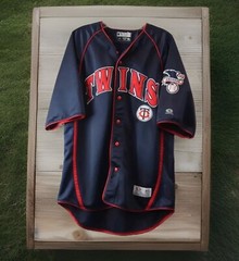 Men’s True Fan MLB Minnesota Twins American League Navy Baseball Jersey Size L