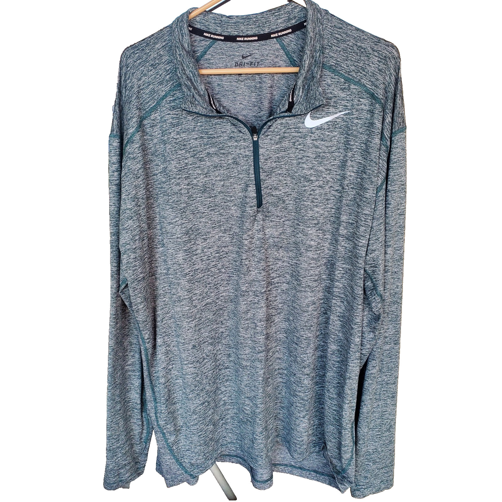 Nike Running Dri-Fit Quarter Zip Long Sleeve Shirt Men's Size 2X Mock Neck Green gallery