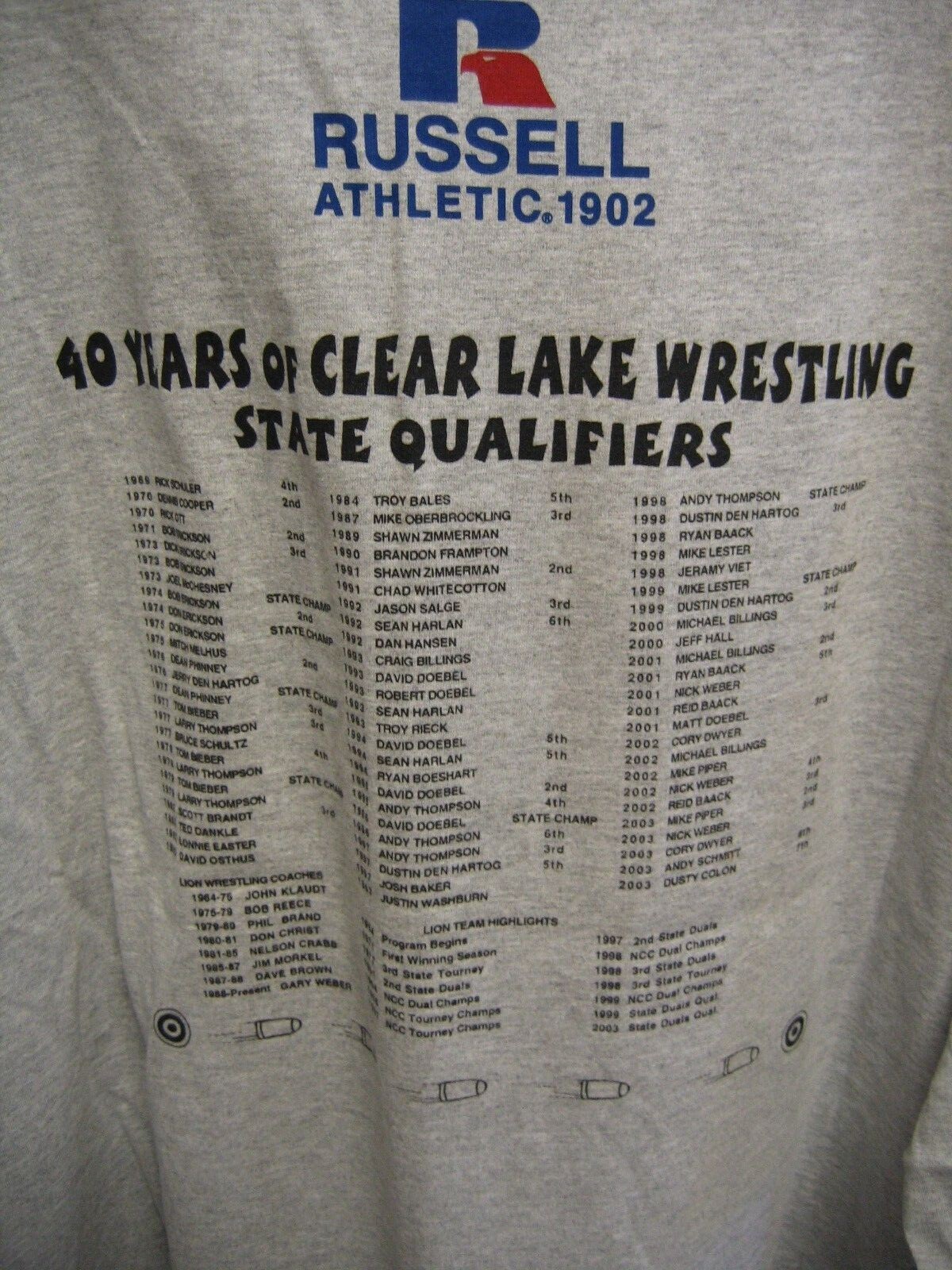 Clear Lake Iowa Lions 40th Anniversary Wrestling T-Shirt ** BRAND NEW **  3XL   gallery