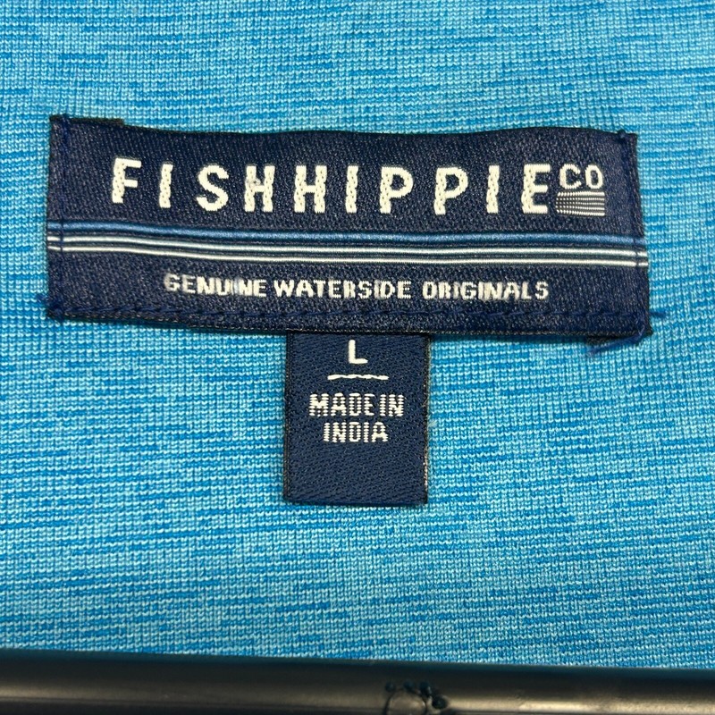 Fish Hippie 1/4 Zip Pullover Men's Large Heather Blue Mock Outdoor Waterside gallery