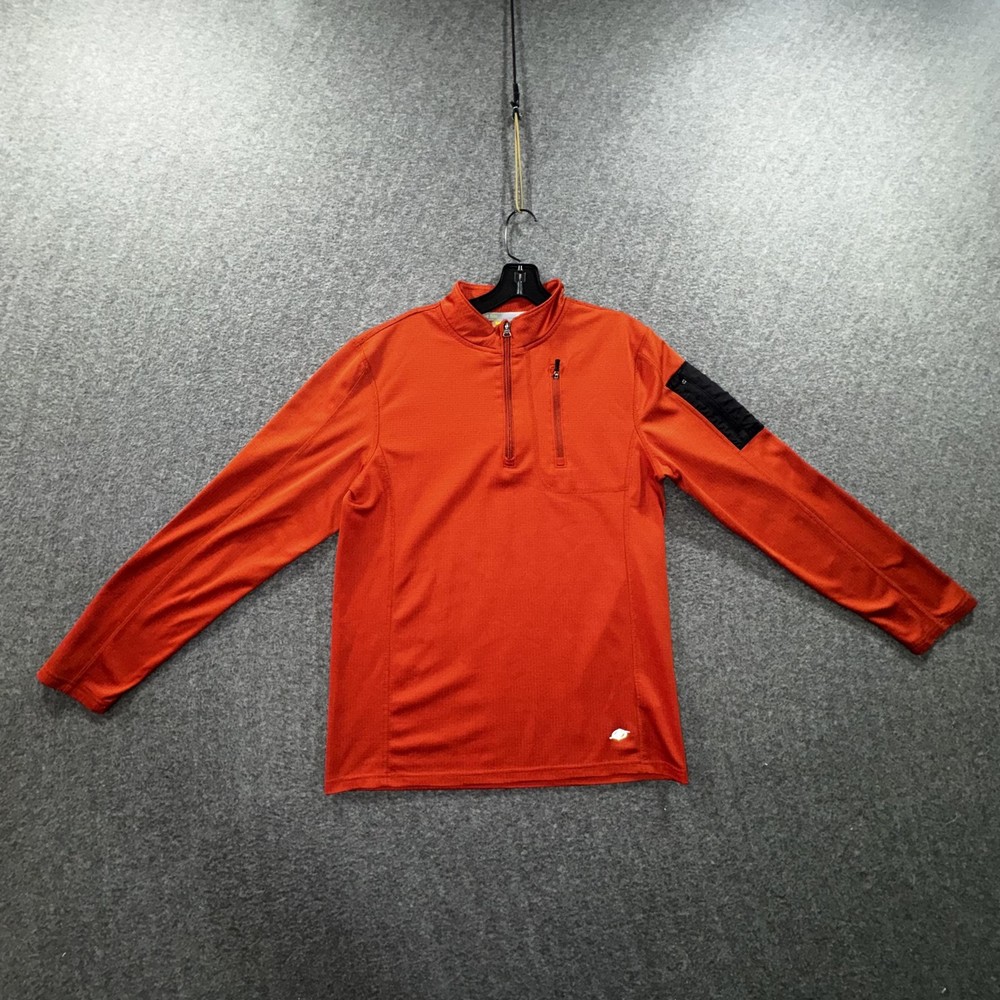 NordicTrack NT DRI Pullover Shirt Mens Small Orange 1/4 Zip Long Sleeve Top