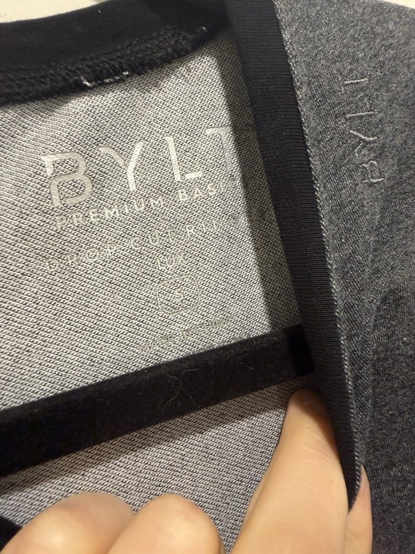 BYLT Basics Charcoal Gray Short Sleeve Ringer LUX Tee with Black Trim gallery