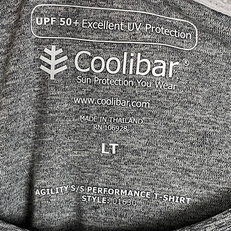Coolibar Agility Performance Short Sleeve T Shirt Mens L Tall LT Gray UPF gallery