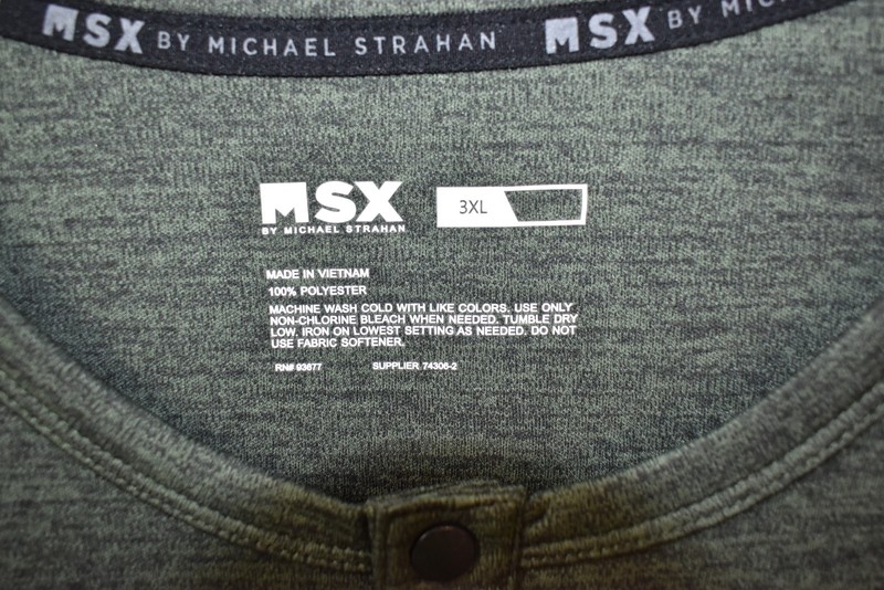 MSX Michael Strahan Henley Shirt Quick-Dri Men's Size 3XL Long Sleeve Wicking gallery