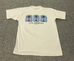 Vtg Los Angeles California Shirt Mens XL White Single Stitch Tee Palm Trees Cali