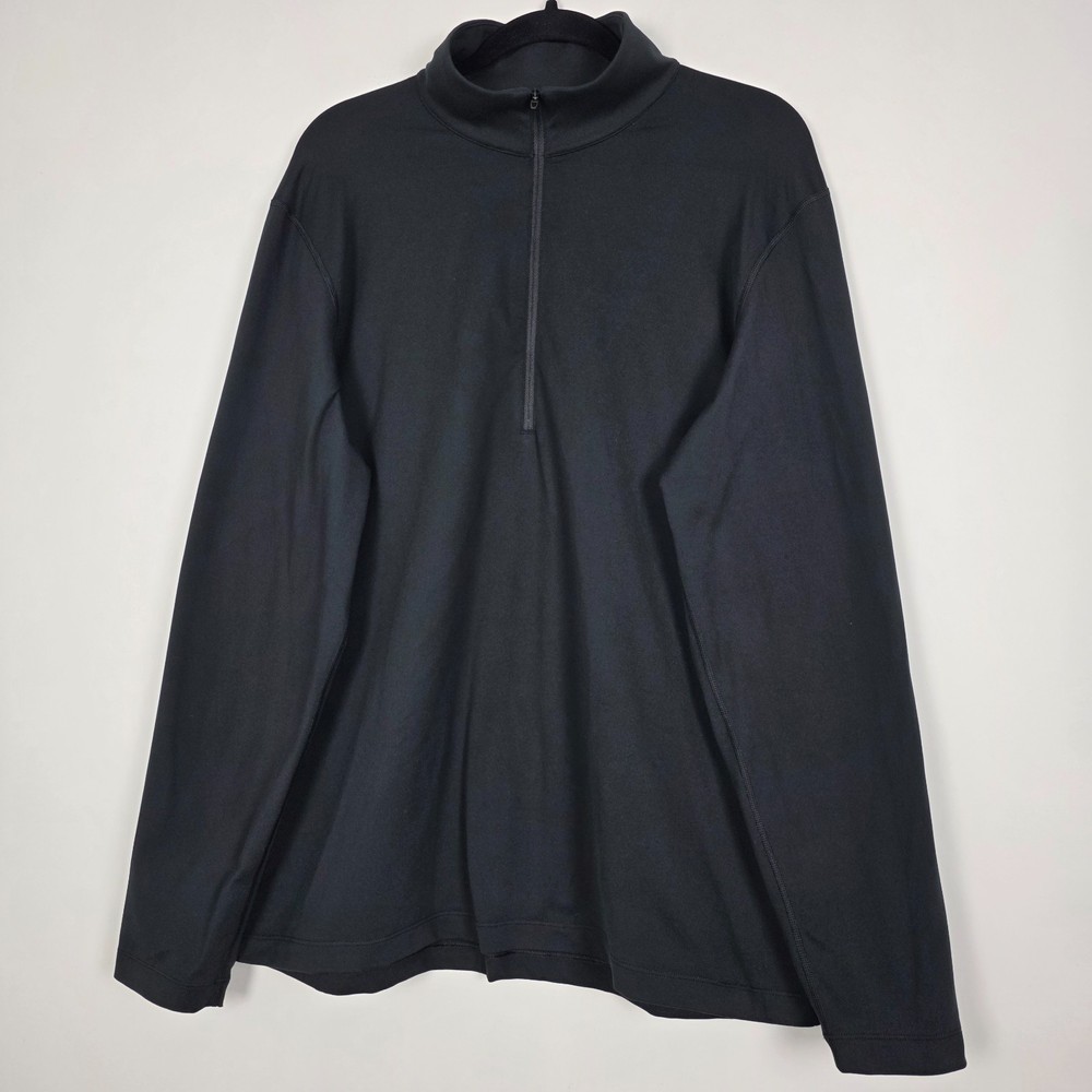 Lululemon Activewear Stretch 1/2 Zip Mock Neck Mens 2XL Long Sleeve Black Shirt