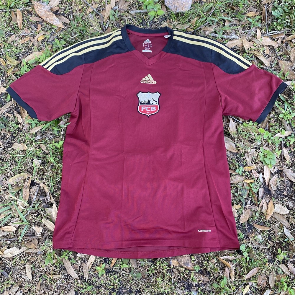 adidas climalite FCB #20 Short Sleeve Jersey L Red/Black/Gold/White Soccer